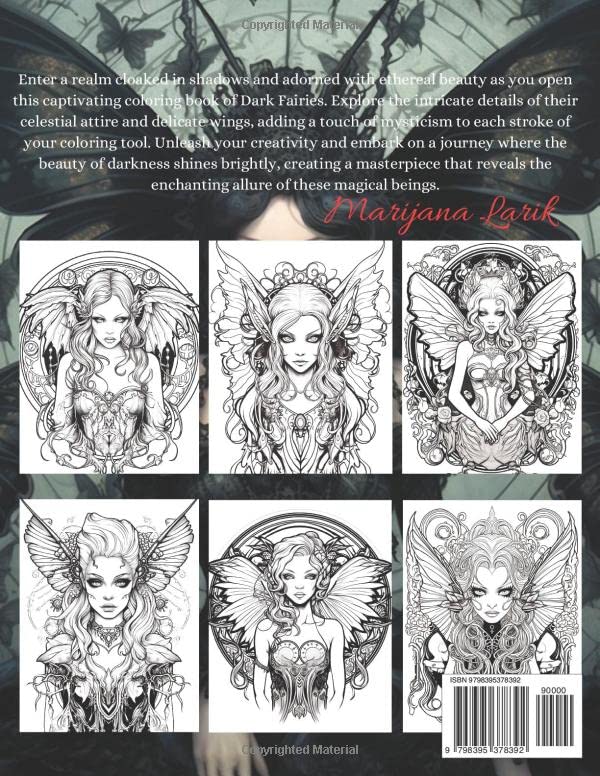 Dark Fairies Coloring Book for Adults: 50 Beautiful and Scary Midnight Fairies for Relaxation and Stress Relief WoodArtSupply