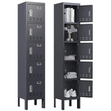 BUTISOW Metal Lockers - 66" Height Steel Lockers for Employees with 5 Door Storage Locker with Card Slot for Employees Gym School Home Office Garage - Assembly Required BUTISOW
