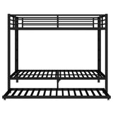 Bellemave Queen Over Queen Bunk Bed with Trundle, Heavy Duty Metal Twin Trundle Bunk Bed with Full-Length Guardrails & Ladder, Bunk Beds with Trundle for Kids, Teens, Adults, Black Bellemave