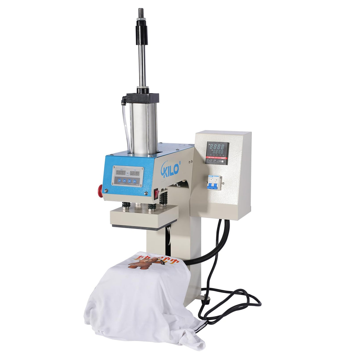 FAVSH 10×10 Label Pneumatic Heat Press Machine with Upper & Lower Heating - Dual Heating Platen for Small Items, Teflon Coated, LCD Display FAVSH