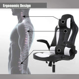 Gaming Chair Racing Style Office Chair High Back Desk Chair Executive PU Leather Rolling Task Swivel Computer Chair with Lumbar Support Headrest, White FDW