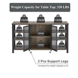 FATORRI Industrial Wine Bar Cabinet for Liquor and Glasses, Wood Coffee Bar with Wine Rack, Metal Sideboard and Buffet Cabinet (55 Inch, Walnut Brown) FATORRI