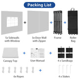 COBIZI 10x30 Pop up Canopy Tent Heavy Duty with 8 Sidewalls, Easy Set-up Commercial Outdoor Party Tent, 100% Waterproof Wedding Tent Gazebo, 3 Height Adjustable with Wheeled Bag, White COBIZI