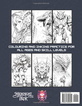 Anime Coloring and Inking Practice: Mechs & Monsters Volume 1: Colouring and shading basic exercise book for all ages, adult, teen and kids, to all skill levels beginner to expert WoodArtSupply
