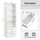 LOKO Modern 74-Inch Tall Bookcase with 2 Drawers & 4 Open Shelves in White LOKO
