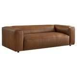 Modway Auren Vegan Leather Sofa in Coffee - Faux Leather Couch - Comfy Modern PU Leather Sofa - Oversized Mid Century Modern Couch for Living Room, Apartment, Loft Modway