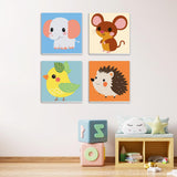 MXJSUA 4 Pack Cute Animals Paint by Numbers Kit with Framed Canvas for Ages 6-12 Kids, Elephant Paint by Numbers Kits for Children Beginners, Acrylic Oil Painting for Home Wall Decor Gift (8x8 inch) MXJSUA
