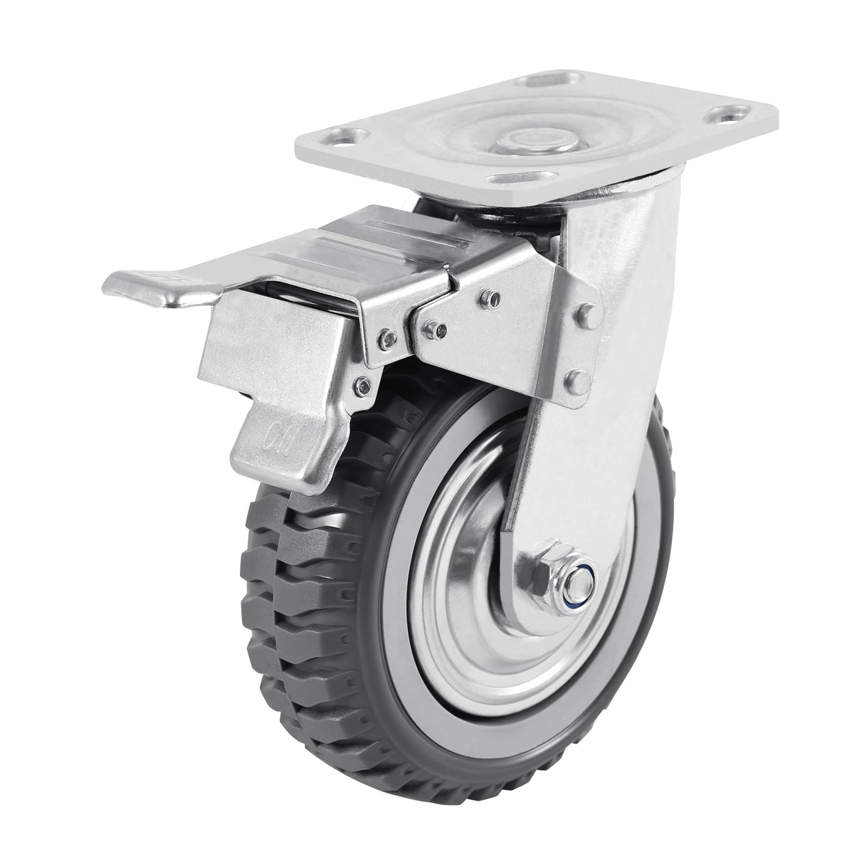 TRY-YEAN 4 Pack 6 Inch Heavy Duty Caster Wheels, Anti-Skid All Swivel Industrial Casters 2204lbs, 360 Degree Top Plate, 2 w/Brakes 2 No Brakes Polyurethane Plate Casters for Cart Furniture Workbench TRY-YEAN