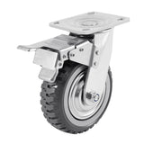 TRY-YEAN 4 Pack 6 Inch Heavy Duty Caster Wheels, Anti-Skid All Swivel Industrial Casters 2204lbs, 360 Degree Top Plate, 2 w/Brakes 2 No Brakes Polyurethane Plate Casters for Cart Furniture Workbench TRY-YEAN