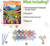 DIYDECORFUN Mountain Paint by Numbers Kit for Adults, Flower Mountain Paint by Numbers Kits for Beginner, Adult Paints by Number Kit on Canvas Adult DIY Arts Crafts for Home Wall Decor(16x20in) DIYDECORFUN