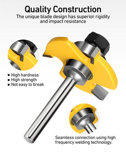 1/4-Inch Shank Tongue and Groove Router Bits Set & Reversible Finger Joint Router Bit, 3 Pack Router Bit Set, Woodworking Chisel Cutter for Density Boards, Solid Wood, MDF, Chipboard, Splints - WoodArtSupply