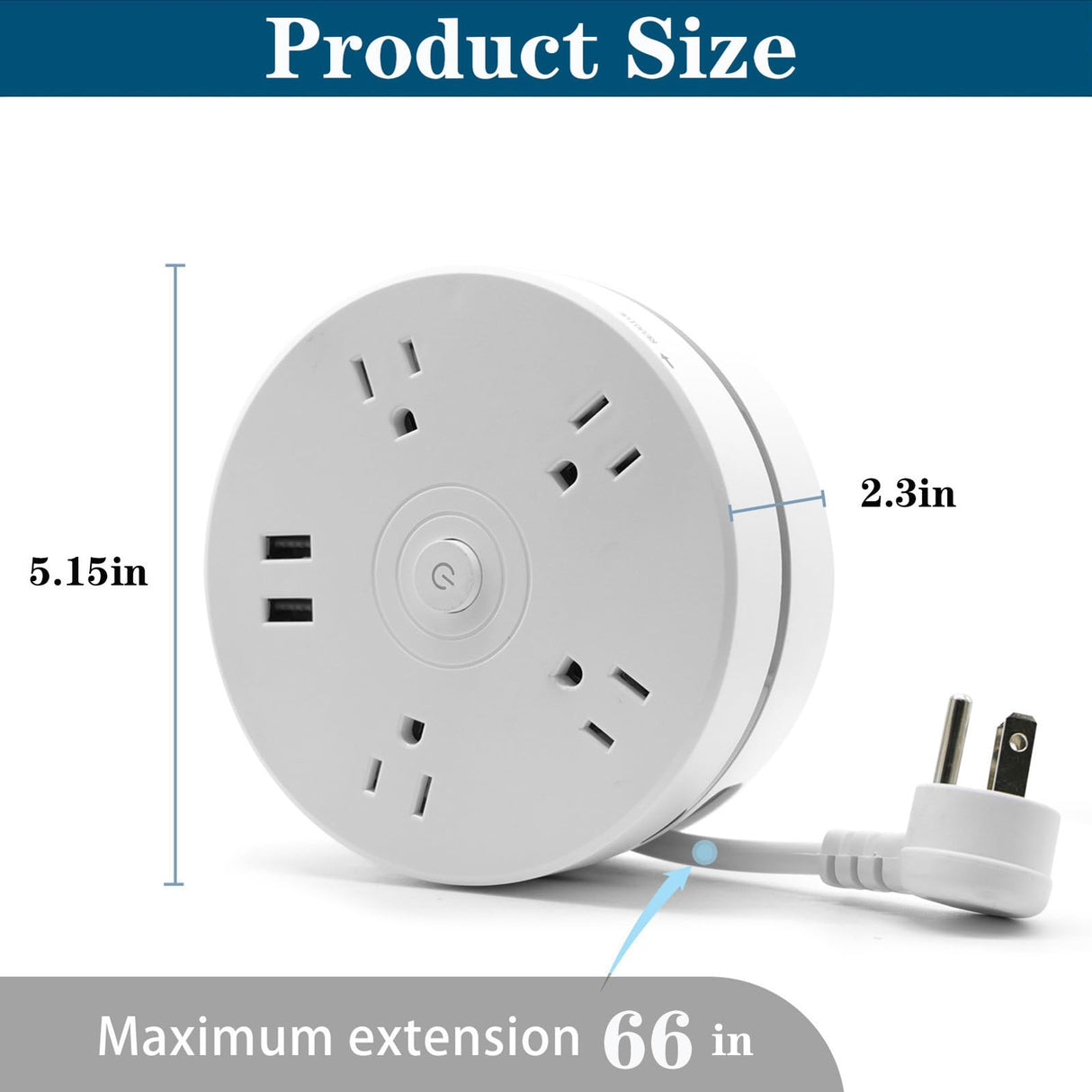 Retractable Power Strip, 6FT Extension Cord Power Strip Surge Protector with 4 Outlets 2 USB Ports and Hook Fast Charge, Portable Power Strip for Travel, Office, School, Hotel,Dorm Room Essentials HUAYUANDA