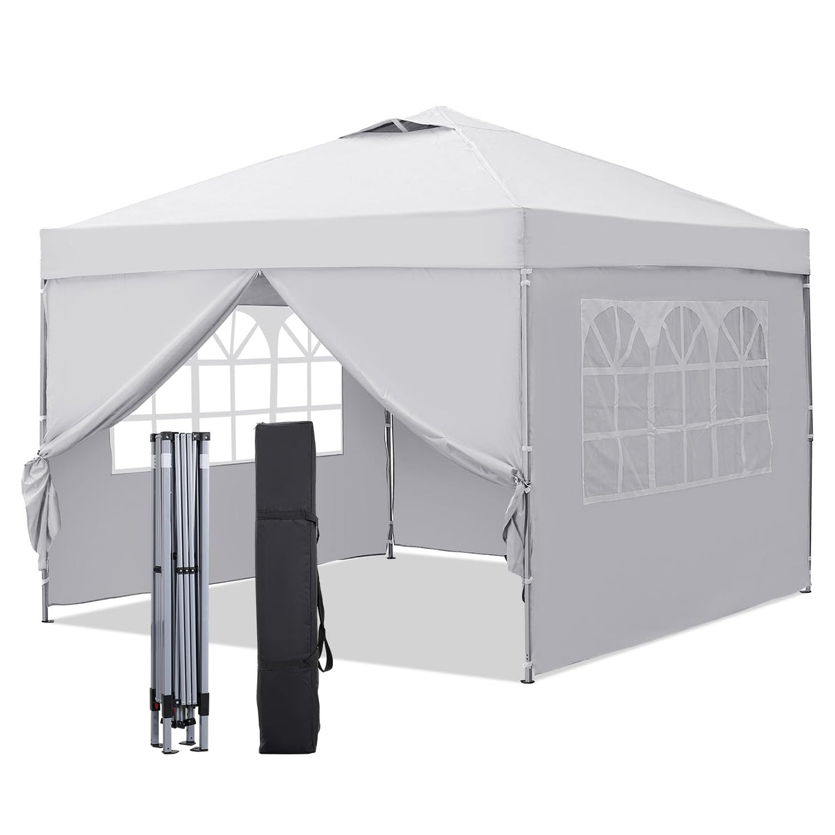 GDY 10x10ft Pop-up Paint Tent,Pop Up Canopy Tent with Sidewalls, Instant Shelter Portable Outdoor Canopies with 4 Removable Side Walls, (White GDY