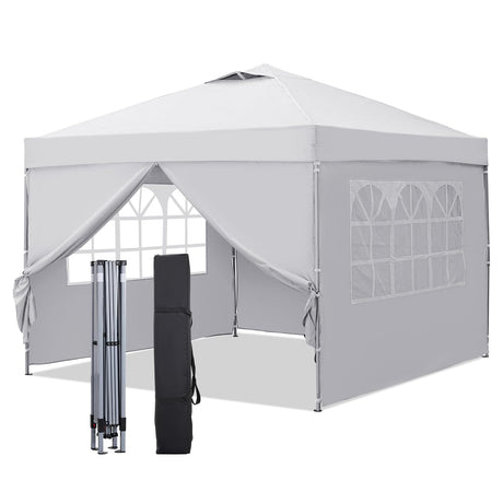 GDY 10x10ft Pop-up Paint Tent,Pop Up Canopy Tent with Sidewalls, Instant Shelter Portable Outdoor Canopies with 4 Removable Side Walls, (White GDY