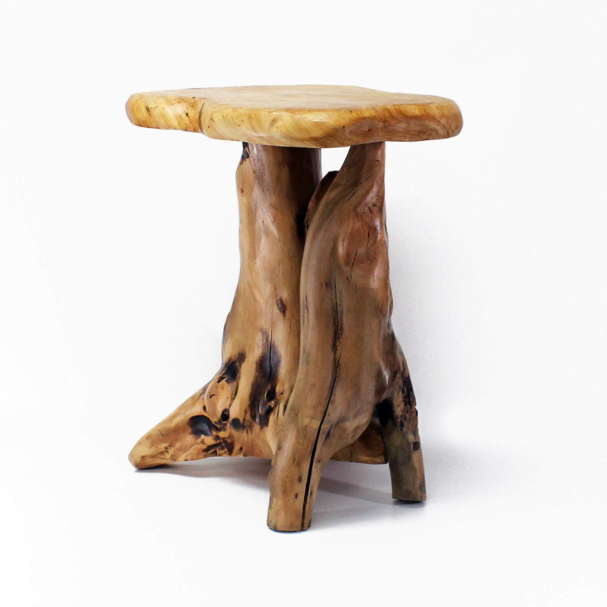 WELLAND Tree Stump Side Table, Live Edge Stool, Natural Edge Wood Side Table, Accent Table, 19" Tall WELLAND