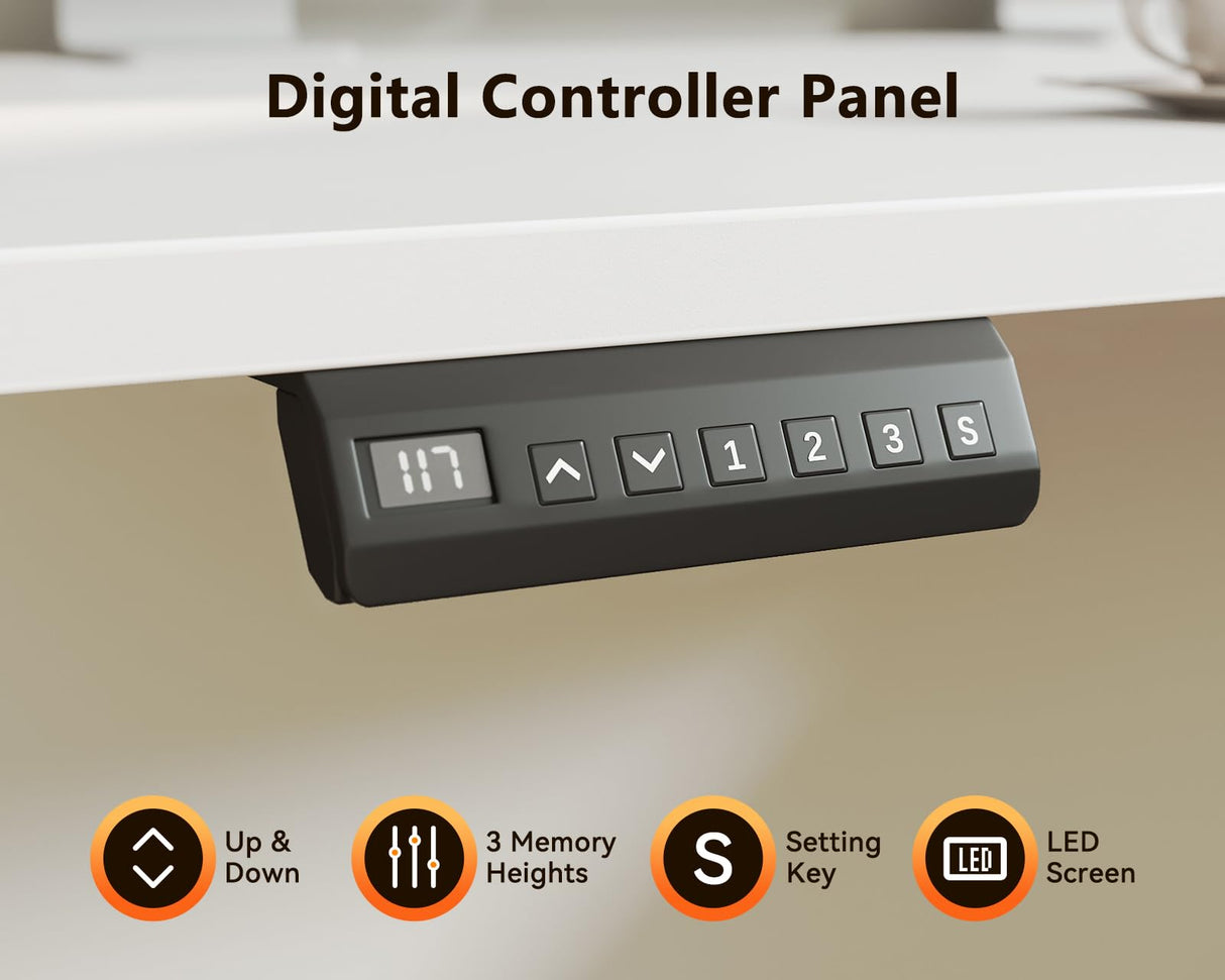 Casaottima 63 Inch Reversible Electric L Shaped Standing Desk, Height Adjustable Corner Stand up Desk, Ergonomic Large Lift Table for Home, Office, Workstation, White Casaottima