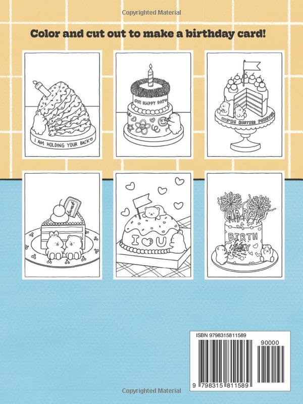 Happy Birthday Cake Coloring Book: Make Your Own Easy & Cute Birthday Card WoodArtSupply
