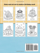 Happy Birthday Cake Coloring Book: Make Your Own Easy & Cute Birthday Card WoodArtSupply
