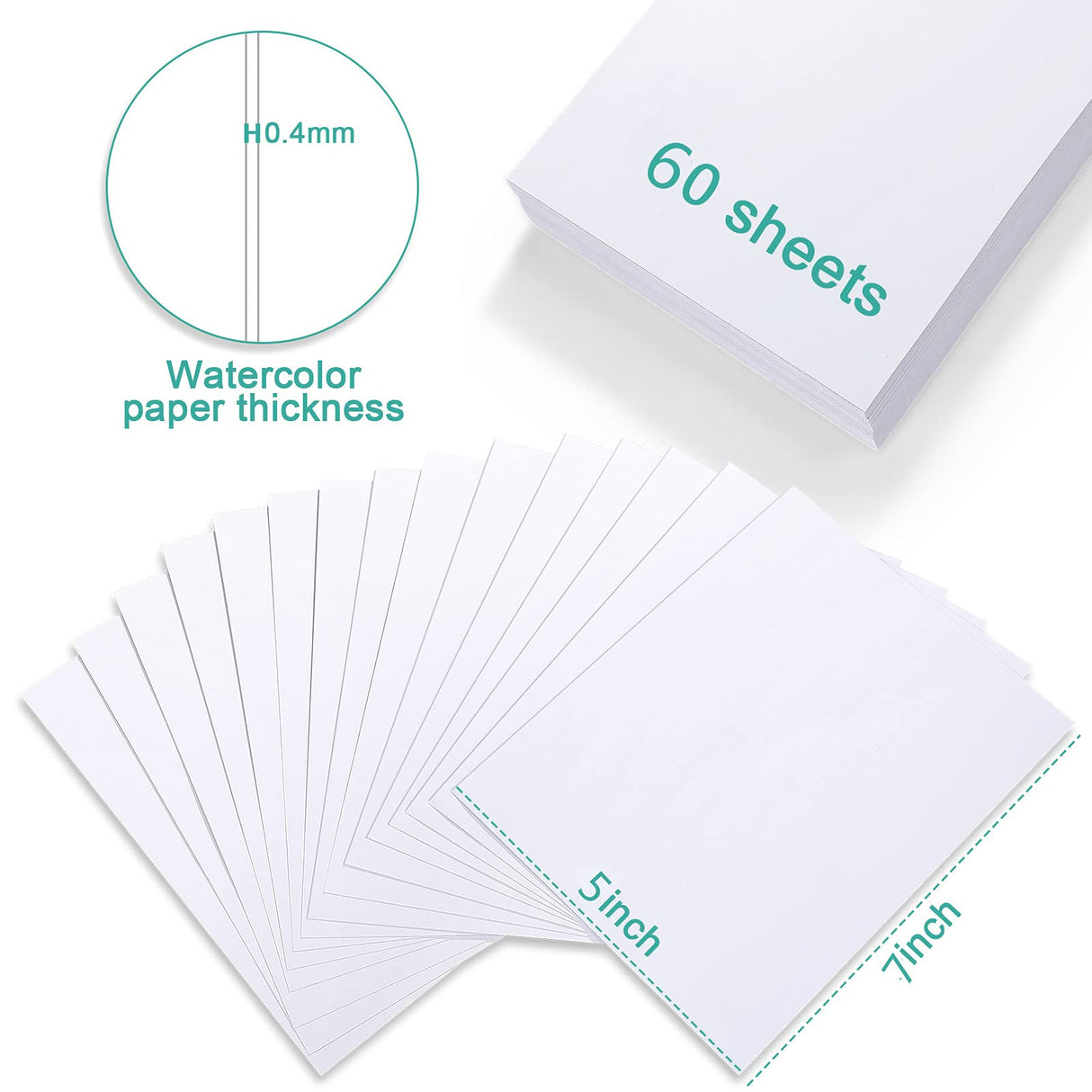 TecUnite 60 Sheets Watercolor Paper Pad Bulk Art White Cold Press Painting Paper for Kids Watercolorist Drawing Student Artist(5 x 7 Inch,Cold Press) TecUnite