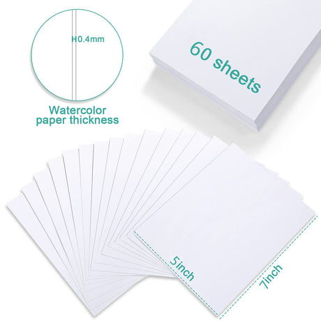 TecUnite 60 Sheets Watercolor Paper Pad Bulk Art White Cold Press Painting Paper for Kids Watercolorist Drawing Student Artist(5 x 7 Inch,Cold Press) TecUnite