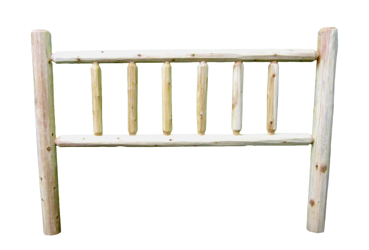 Log Headboard, Queen Size - Unfinished Natural Beige, Solid White Cedar Wood, Heavy Duty, Amish Handcrafted in USA Midwest Log Furniture