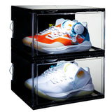 STAHMFOVER 2-Pack LED Sneakers Boxes-Voice Control,Stackable Clear Shoe Display Cases (BLACK) STAHMFOVER