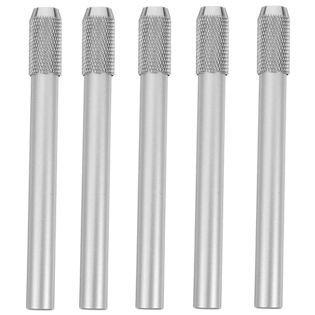 TEHAUX 5pcs Pencil Extenders, 4inch Stainless Steel Lengthener with Adjustable Charcoal Stand for Pencils (Silver) TEHAUX