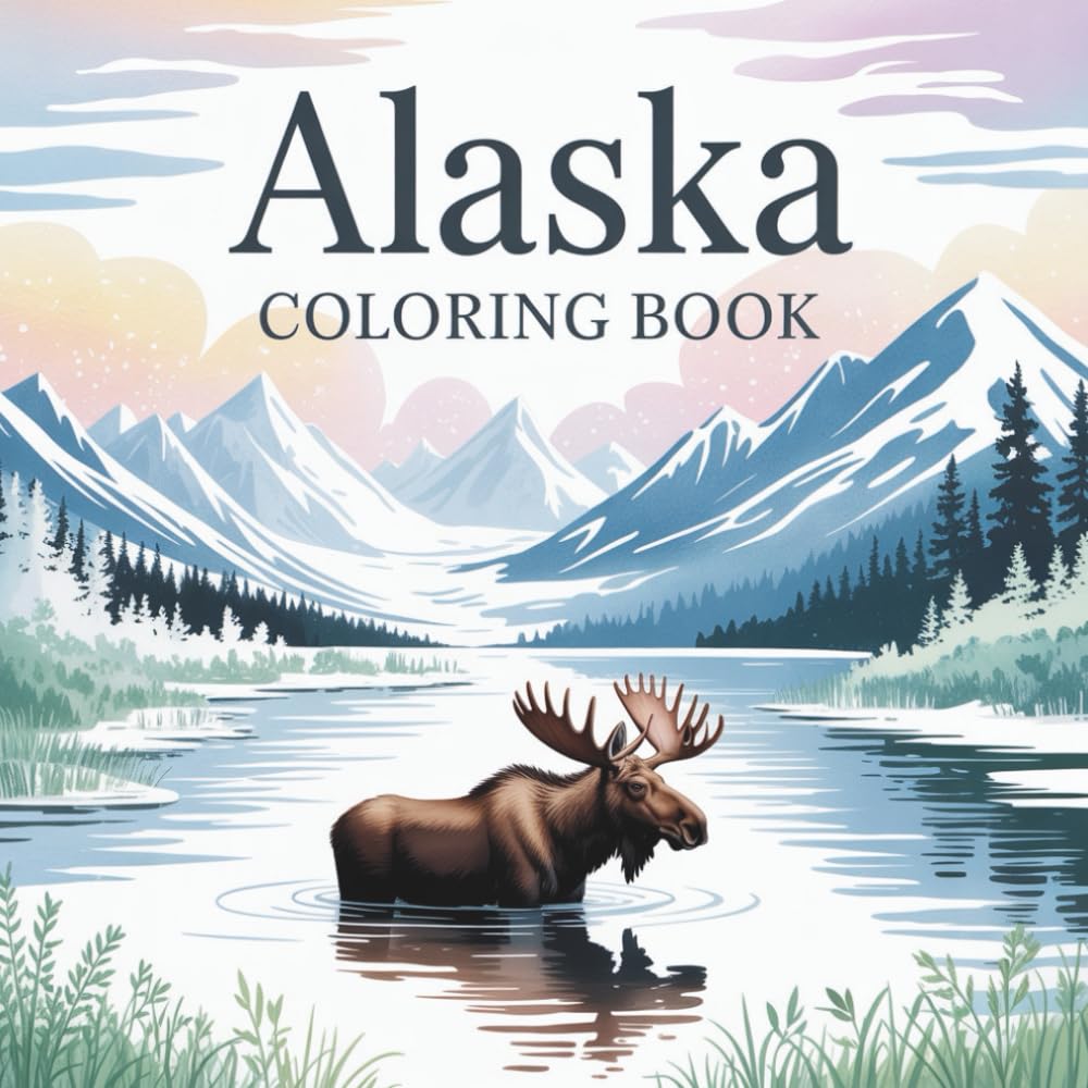 Alaska Coloring Book: A Beautiful Alaska Wildlife Coloring Book with Moose, Wolves, Fishing, and Hunting Scenes — Perfect for Kids and Adults Who Love Alaska, Nature, and Adventure Majosta