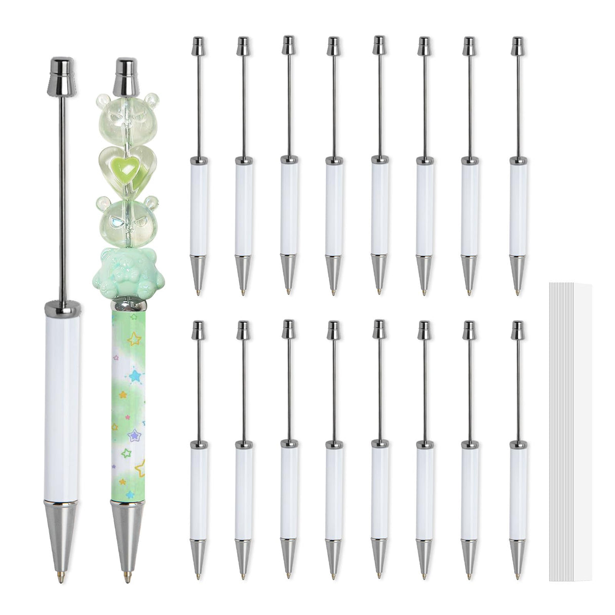 PYD Life 20 Pack Sublimation Beadable Pens Blanks Bulk White with 25 Pieces Shrink Wrap Films,Sublimation Ballpoint Pen Personalized DIY by Pen Heat Press Sublimation Oven PYD Life