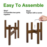 Rnined Adjustable Plant Stand Indoor,Bamboo Mid Century Modern Plants Stands, Stable Plant Holder,Fit 8 9 10 11 12 inch Pots (Pot & Plant Not Included) Rnined