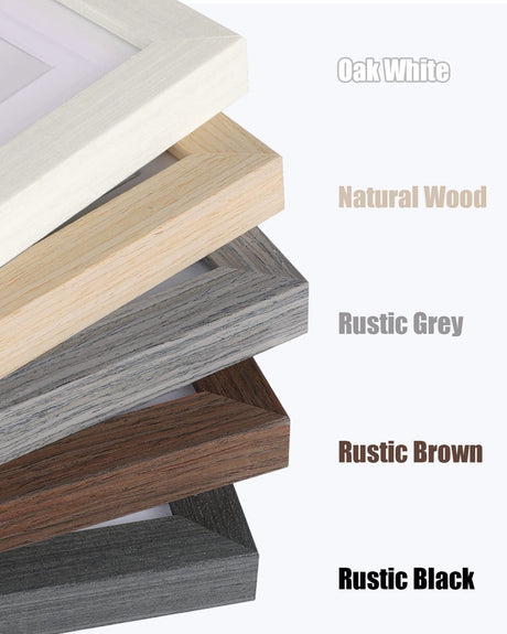 Egofine 8x10 Picture Frames Made of Solid Wood with Plexiglass, Display Pictures 4x6/5x7 with Mat or 8x10 Without Mat Set of 4 for Tabletop and Wall Mounting, Oak Wood Egofine