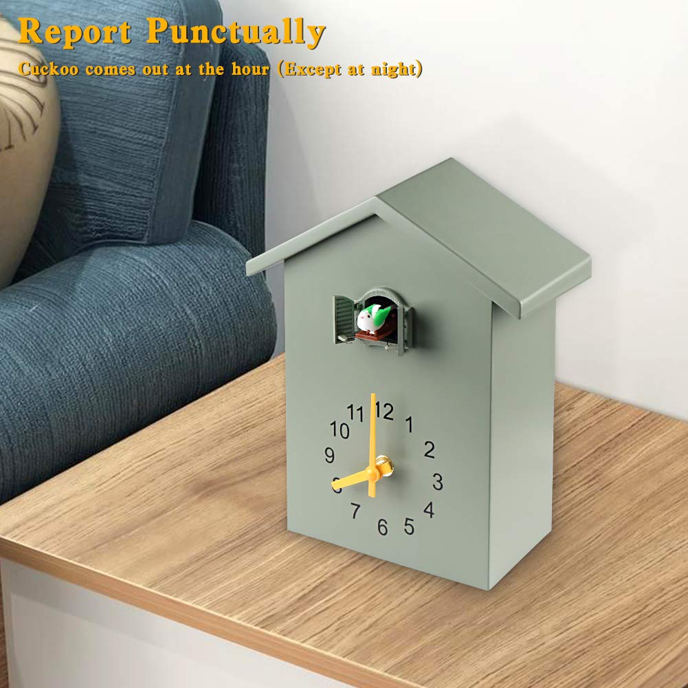 KEYPOWER Cuckoo Clock Cuckoo Wall Clock,Cuckoo Bird Voices Call, Design Clock Pendulum, Bird House, Wall Art Home Living Room Kitchen Office Decoration (Green) KEYPOWER
