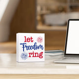 Let Freedom Ring Firework Independence Day Patriotic Wooden Plaque Sign Desk Decor,Retro 4th of July Wood Block Sign Desk Decorations for Home Bedroom Living Room Office Shelf Table Decor Ruvoty