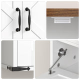 HOOBRO Farmhouse Wall Mounted Cabinet with Adjustable Shelf, Medicine Cabinet with Flip-Down Door, Over The Toilet Bathroom Organizer, for Small Bathroom, Kitchen, White and Walnut HOOBRO