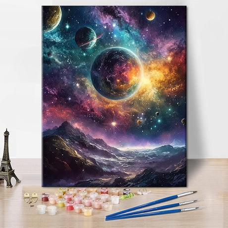 TUMOVO Planet DIY Paint by Numbers for Adults, Galaxy Acrylic Paint by Numbers Kits on Canvas, Paint by Numbers Kit for Adults Beginners Universe, Oil Hand Painting for Gift Home 16"x20"(Frameless) TUMOVO