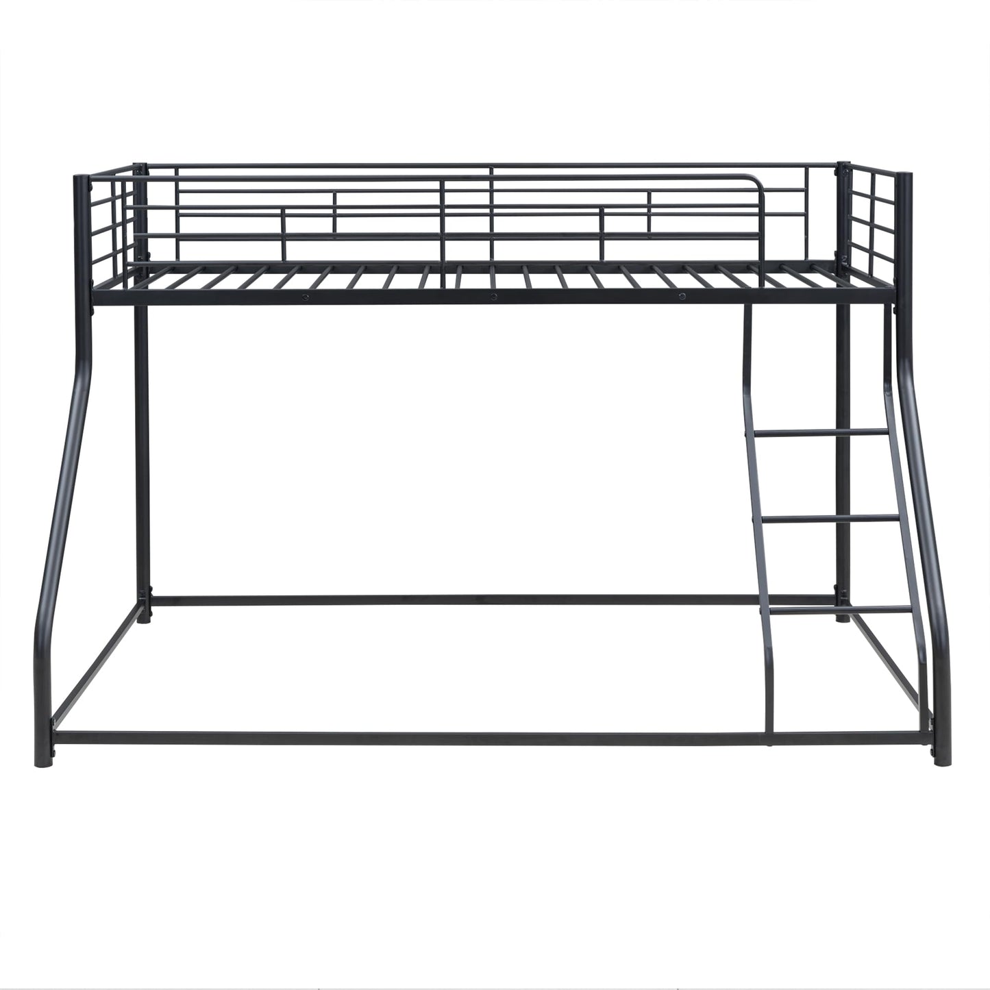 Harper & Bright Designs Metal Bunk Bed Twin XL Over Queen Size with Ladder and High Guardrail, Metal Bunk Bed, Storage Space, Noise Free, Black