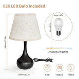 ONEWISH Touch Bedside Lamp for Bedroom, 3-Way Dimmable Farmhouse Table Lamps for Nightstand with Fabric Shade, Desk Lamp for Kids Reading, Home Office ONEWISH