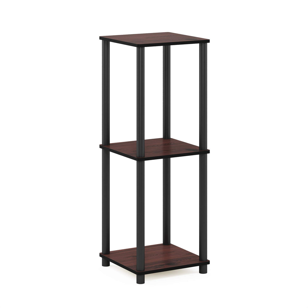 Furinno Turn-N-Tube End Table Corner Shelves, Set of 2, Dark Cherry/Black Furinno