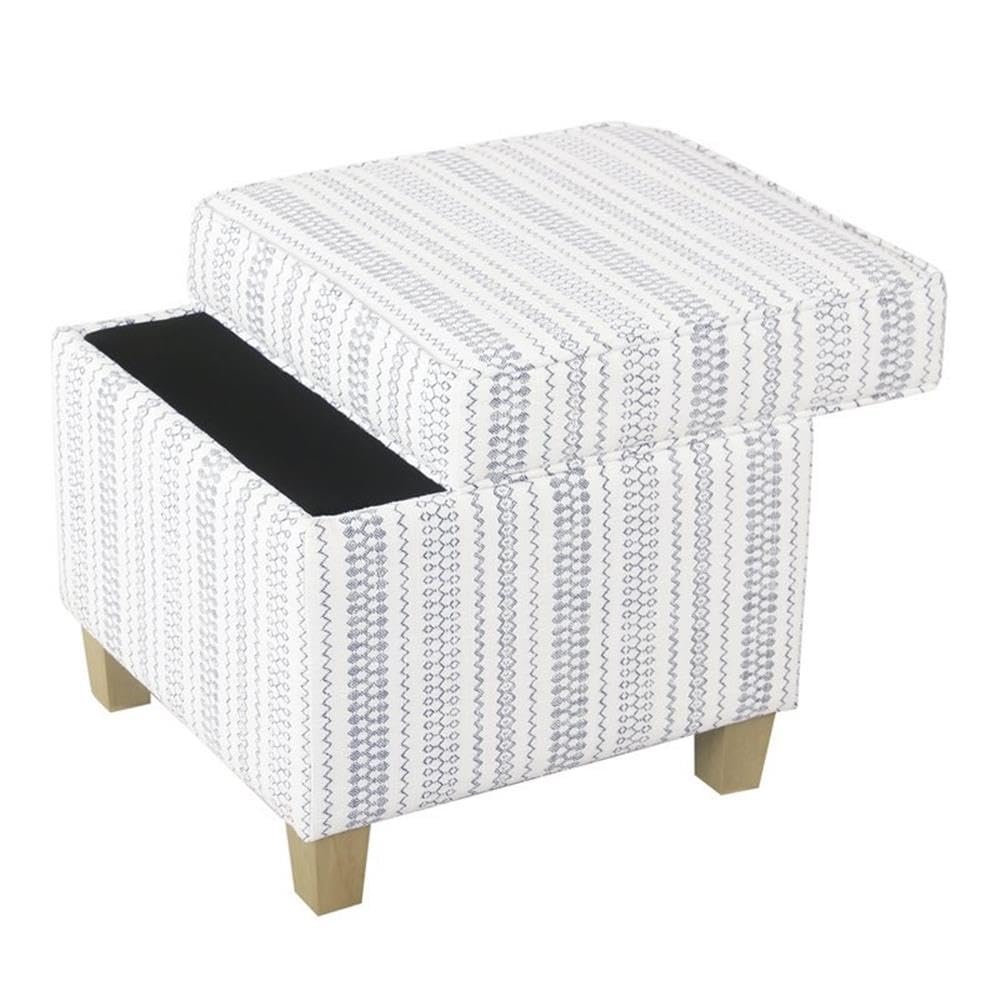 HomePop Home Decor | K7342-F2359 |Classic Square Storage Ottoman with Lift Off Lid | Ottoman with Storage for Living Room & Bedroom, Blue Stripe Large HomePop