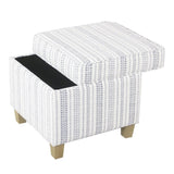 HomePop Home Decor | K7342-F2359 |Classic Square Storage Ottoman with Lift Off Lid | Ottoman with Storage for Living Room & Bedroom, Blue Stripe Large HomePop