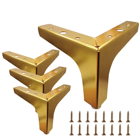 M MIMHOOY 4 Inch Furniture Legs, Set of 4 Metal Furniture Legs Modern Triangle Feet Luxury Gold for Sofa Cabinet Cupboard Couch Chair Ottoman M MIMHOOY
