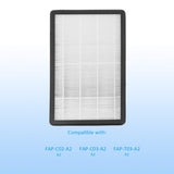A2 Size H13 True HEPA Replacement Filter, Compatible with Filtrete Room Air Purifier Devices FAP-C02-A2, FAP-C03-A2, FAP-T03-A2, Part # 1150101, 2 HEPA + 2 Carbon pre-filters, 2 Pack WOCASE