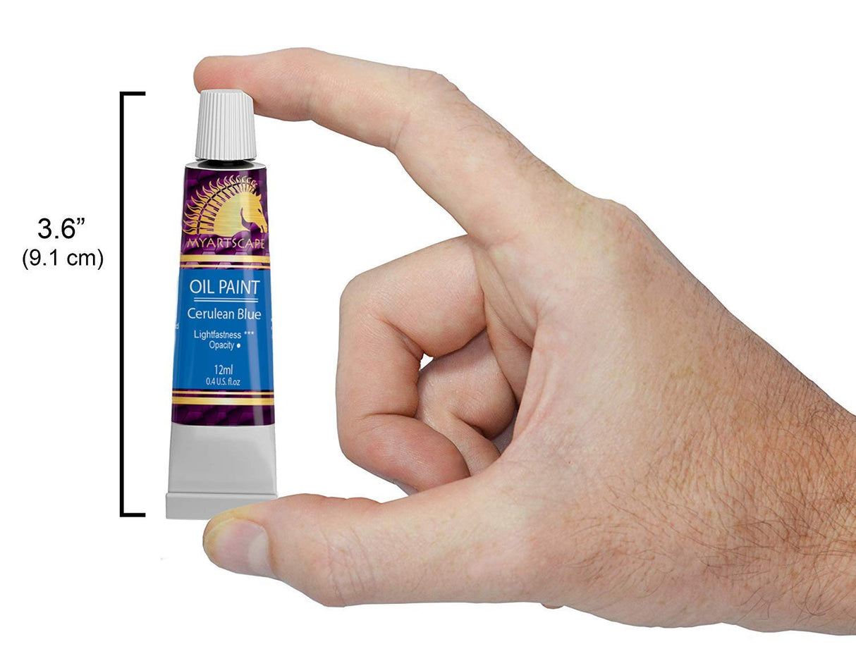 MyArtscape Oil Paint Set - 12 x 12ml Tubes - Lightfast - Heavy Body - Oil-based Vibrant Colors - High Pigment Load - Non-fading - Artist Quality Painting Supplies - Professional Craft Paints MyArtscape