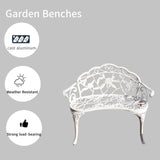 KAILI Garden Bench, Metal Aluminum Rose, Suitable for Garden Porch Park Front Porch Balcony Outdoor (White) KAILI