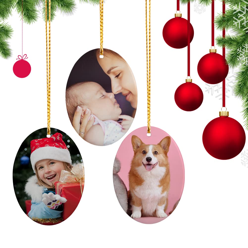 imprintfavor 12pcs Sublimation Ornaments Ceramic 3 inch Oval Christmas Ornament Bulk Hanging Sublimation Ornaments Blanks for Crafting and Personalization (Oval) imprintfavor