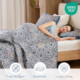 Comfort Spaces Valerie Boho Quilt Set Twin/Twin XL Blue - Soft Reversible Watercolor Medallion Bedding, Lightweight All Season Bedspread for Kids Teens Dorm Guest Room Comfort Spaces