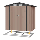 Aoxun 6x3.9 FT Shed with Base Metal Outdoor Storage Shed Garden Shed with Lockable Doors Tool Shed Bike Shed for Backyard, Patio, Poolside (Brown) Aoxun