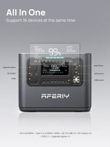 AFERIY Portable Power Station 2400W / 2048Wh Power Station LiFePO4 Battery, Quick Charge in 1.5H, 6 AC Outlets, UPS, Solar Generator, Electric Generator for Home Camping Use AFERIY