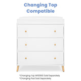 Delta Children Essex 3 Drawer Dresser with Interlocking Drawers, Bianca White/Natural Delta Children