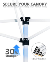 10x10 Pop Up Canopy with Humanization One Button Push Setup - Heavy Duty Outdoor Canopy Tent with Portable Roller Bag - 3 Adjustable Height, 4 Weight Bags, 8 Stakes & 4 Guy Ropes Included, Black GarveeLife